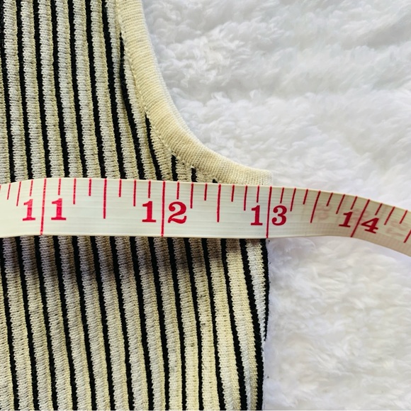 Theory Striped White Black Canelis Prosecco Peplum Tank | X-Small - Picture 7 of 10